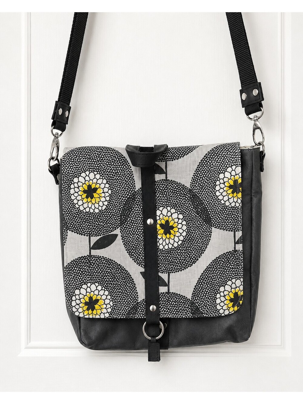 Red Staggerwing Floral Crossbody Messenger Bag Adjustable Strap